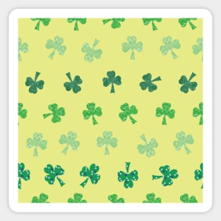 Rows of pattern filled Shamrocks, Saint Patricks Day on yellow Sticker